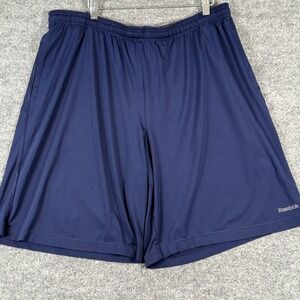 Retro Reebok Men Large Navy Blue Athletic Shorts Retro Drawstring Pockets Lounge